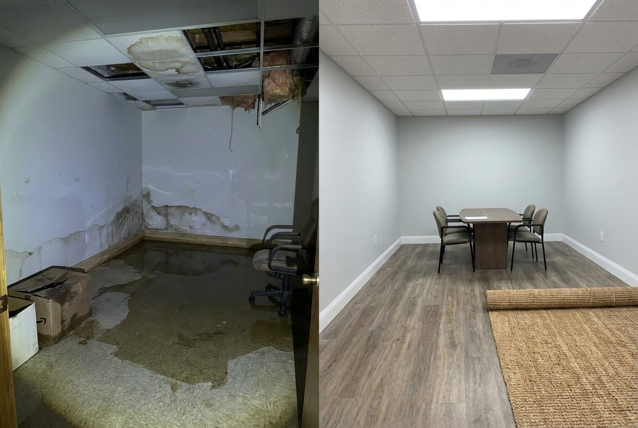 Structural Drying & Dehumidification restoration β commercial office space of commercial property in Bergenfield, NJ