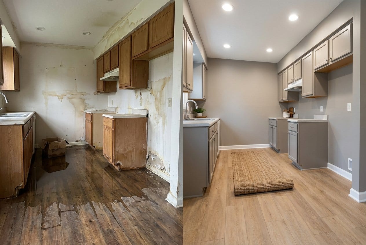 Mold Prevention After Water Damage restoration β home kitchen of bi-level home in Bergenfield, NJ